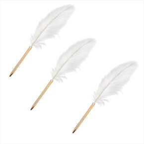 3 Pcs White Retro Feather Ballpoint Pen Exquisite Siganture Pen Ballpoint Pen for Wedding Office Business Gift Pens for Signing Artwork Journal Writing Ballpoint Pens and Refills Pens and Refills
