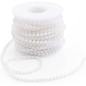 Pearls String Beads 33 Feet Crafts Faux Pearl Roll for Christmas Garland Flowers Wedding Party Jewelry Decoration(5mm Ivory)