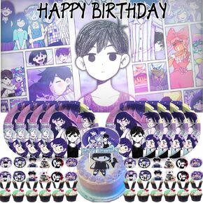 Omori Party Supplies Birthday Decorations Plates Banner Cake Toppers Set Decorations Decor