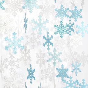 Snowflake-Snow Teal-Silver Christmas Party-Decorations Garland - 6pcs Winter Wonderland Girl Frozen Birthday Hanging Decoration Streamers Banner, Snow White New Year Supplies Holiday Decor Panduola