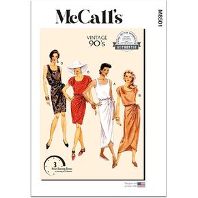 McCall's M8501D5 Vintage 1990's Misses' Mock Sarong Dress Sewing Pattern Packet, Design Code M8501, Sizes 4-6-8-10-12