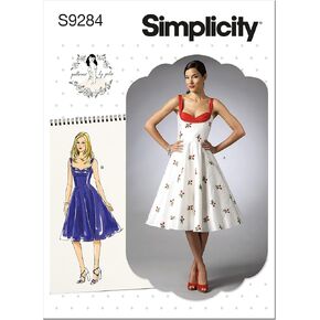 Simplicity Misses' Sweetheart Neckline Lined Dress Packet, Code 9284 Sewing Pattern, Sizes 4-12, White