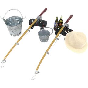 Toyvian 1 Set Simulation Fishing Tackle Ornaments Doll House Child Metal Toy Fisherman Small Plastic Toys