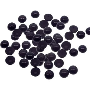 GSHLLO 100 Pcs Black Half Round Flatback Cabochons Flat Back Imitation Pearls Plastic Doll Eyes Button Eye Beads for Craft DIY Decoration 8 mm