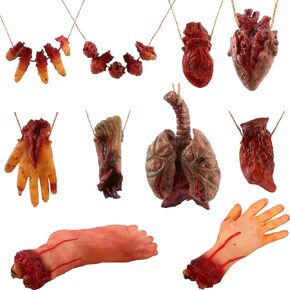 10 قطع من أجزاء الجسم المزيفة للهالوين، أصابع مقطوعة، قدم اليد، القلب، مقل العيون، الكلى، لدعائم الرعب الهالوين، ديكور الحفلات، 10 أنماط in Kuwait