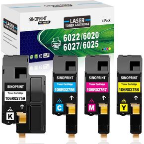 Phaser 6022, SINOPRINT Compatible 6020 Toner Cartridge Replacement for Xerox WorkCentre 6027 6025 Phaser 6020 6022 High Yield 106R02759 106R02756 106R02757 106R02758 (Black Cyan Yellow Magenta,4-Pack)