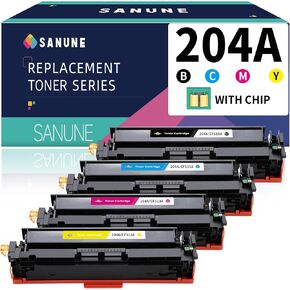 204A Toner Cartridge (with Chip) Replacement for HP 204A 204 CF510A CF511A CF512A CF513A Toner Cartridge for HP Color Laser Jet Pro MFP M180nw M154nw M180n M154a MFP M181fw Printer Ink (4 Pack)