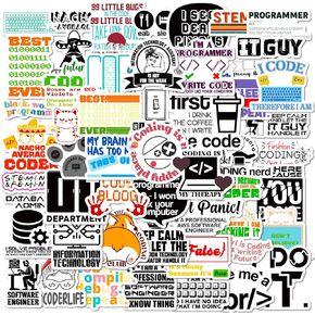 50pcs Hacker Stickers Cool Stickers Pack Programming Stickers Aesthetic Vinyl Waterproof Stickers for Laptop Water Bottle Computer Skateboard Luggage