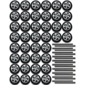 WAVEIST 1/64 Model Car Wheels Rubber Tires for 1:64 Diecast Vehicles,Sporty,JDM,Muscle Style,Electroplating Dazzling Color Miniature Modified Accessories (6 Types in One Box) (Electroplate Green)