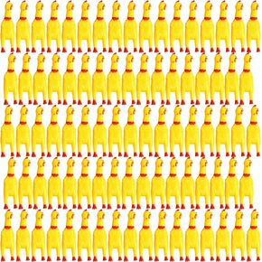 Libima 150 Pcs 6.3 Inch Screaming Rubber Chicken Toy Bulk, Mini Squeeze Rubber Chicken Small Squeak Toys, Prank Novelty Noise Toy for Pet Chew Party Gifts Reduce Separation Anxiety(Yellow)