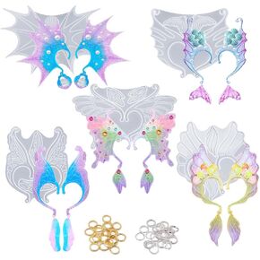 5 Set Ear Cuffs Resin Molds, Butterfly Shaped Elf Ear Clip Silicone Mold Earring Resin Molds for DIY Handicraft Earring Jewellery Decor