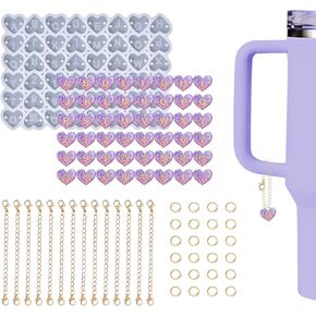 Neptniopllab 103 Pieces Letter Resin Molds Set for Stanley Cup, Heart & Square Shape Silicone Letter Molds, DIY Custom Letter Charm Making for Keychain Pendant Making