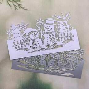 Snowman Frame Metal Die Cuts, Winter Snowman Metal Cutting Dies Cut Stencils Card Paper Craft DIY Template Metal Cutting Dies Album Embossing Paper Dies for Card Making Scrapbooking