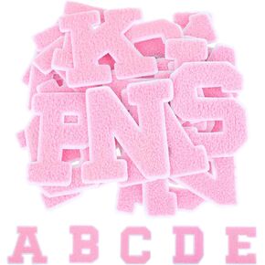 Chenille Letters Patches, 26 Pcs Iron on Patches A-Z Alphabet Patches Pink Embroidered Patch DIY Accessories for Clothing Hat Jeans Shoes Bags
