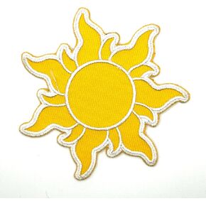 3" Sun Iron On Patch - Embroidered Sun Applique Appliques Iron On Sew On Patches for Holes, Clothing, Jeans, Hat, Backpacks, Clothes - Tangled Sun Patch