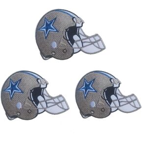 3 Pcs Cowboys Helmet Embroidery Patch Rugby Team Iron-on Sew On Patches for Clothing Jacket Backpack Jeans Sport Decal Gift 3.7 * 3 Inch
