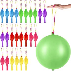 24 Pcs Punch Balloons Blue Punch Balloons Bounce Balloon with Rubber Band Handle Punching Balloon Heavy Duty Farm Themed Punch Balloon for Birthday Party, Kids (Blue)