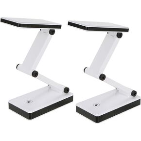 LIXADA Foldable LED Desk Lamp Portable LED Table Lamp Folding Light Sensitive Touch Control 3 Levels Adjustable Brightness Battery and USB Powered for Travel Studing Home Office School(2 Packs)