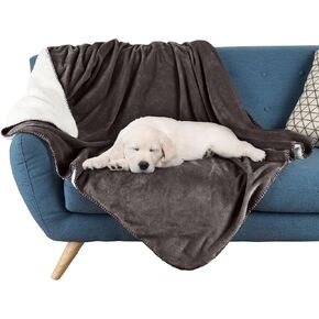 PETMAKER Dog Blanket - 80x100in Reversible Sherpa Blanket - Throw Blankets for Bed, Couch, Crate, or Car - Machine Washable Puppy Essentials (Tan)