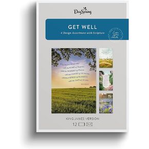 DaySpring - Roy Lessin - May the Lord Bless You - 4 Landscape Design Assortment with Scripture - King James Version - 12 Get Well Boxed Cards & Envelopes (U1206)