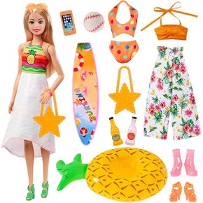 ebuddy Doll Clothes and Accessories 3 Sets Doll Clothes with Volleyball Surfboard Cup Holder and Accessories for 11.5 Inch Girl Doll(No Doll)