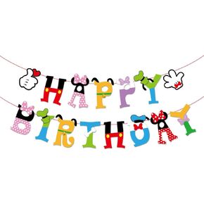 Mouse Friends Birthday Party Banner Minnie Birthday Banner Mickey Theme Party Banner Minnie Themed Birthday Party Supplies