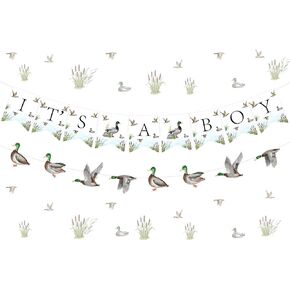 Mallard Duck Baby Shower Banner Decorations, It’s A Boy Duck Theme Rustic Garland Bunting Set Pregnancy Celebration Gender Reveal Party Supplies for Boy