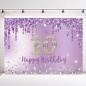 INRUI Purple Happy 15th Birthday Photography Background Girls Sweet Fifteen Years Old Birthday Party Decorations Backdrop 7x5FT