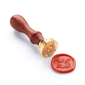 Wax Sealing Stamper, VOOSEYHOME Smart Cute Fox Seal Stamp with Rosewood Handle, Decorating on Invitation Snail Mail Envelope Sealer Letter Gifts Packings for Halloween Birthday Themed Party Signature