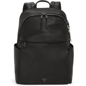 TUMI - Voyageur Raina Backpack - Premium Leather Backpack for Women & Men - Everyday Bag with Phone Pocket & Laptop Compartment - Black, Gunmetal Hardware