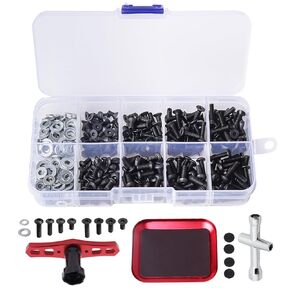 340pcs RC Screw Kit Screws Assortment Kit-M3 Hex Screws 6mm-12mm w/Screw Tray 17mm Hex Wrench, Universal for Traxxas Axial Redcat HSP HPI Arrma 1/5 1/8 1/10 1/12 RC Cars Trucks Crawler