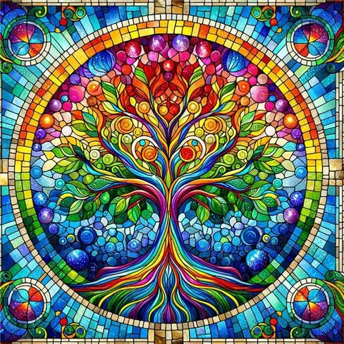 Acudotr Diamond Painting Kits for Adults, 5D DIY Diamond Art Kits for Beginners, Full Drill Diamond Painting Kits for Home Wall Decor, Tree of Life, 12x12 Inch in Saudi Arabia
