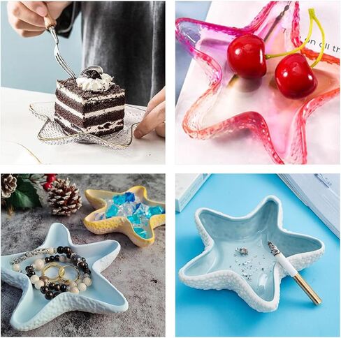 2 قطعة صينية نجم البحر قالب سيليكون قالب صينية المجوهرات قالب حامل شمعة راتنجات الايبوكسي قالب صينية قالب المحيط موضوع ديكور المنزل عرض الحلي حاوية تخزين قالب الطبق للأسمنت الخرساني الإبداعي in Kuwait