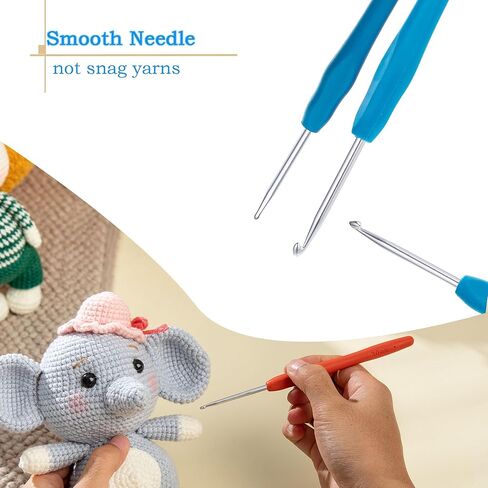 Ryhiac Crochet Hook Ergonomic Handle for Arthritic Hands, Extra Long  Knitting Needles for Beginners and Crocheting Yarn (9mm+10mm(US M N)) in Kuwait