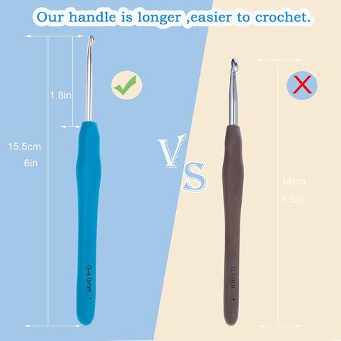 Ryhiac Crochet Hook Ergonomic Handle for Arthritic Hands, Extra Long  Knitting Needles for Beginners and Crocheting Yarn (9mm+10mm(US M N)) in Kuwait