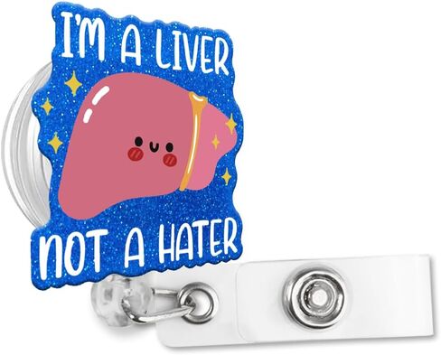أنا كبد وليس كارهًا بكرة شارة لامعة قابلة للسحب مع مشبك التمساح، هدية حامل شارة عيد الميلاد المضحكة لطبيب الكبد وأخصائي أمراض الجهاز الهضمي والطبيب والممرضة والتمريض والعمل المكتبي الطبي in Kuwait