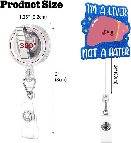 أنا كبد وليس كارهًا بكرة شارة لامعة قابلة للسحب مع مشبك التمساح، هدية حامل شارة عيد الميلاد المضحكة لطبيب الكبد وأخصائي أمراض الجهاز الهضمي والطبيب والممرضة والتمريض والعمل المكتبي الطبي in Kuwait