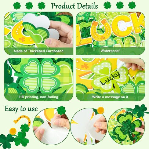 102 قطعة من لوحة الإعلانات المسيحية لعيد القديس باتريك، مجموعة شامروك وصليب الله، علامات اسم الحب وليس الحظ لعيد القديس باتريك، الإيمان الديني، مدرسة الأحد، سبورة الكنيسة، ديكور الحائط in Kuwait