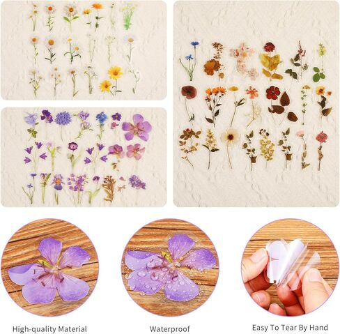120 Pcs Vintage Floral Stickers PET Waterproof Flower Stickers for Scrapbooking, Transparent Self Adhesive Flower Sticker for Scrapbooking Envelopes Wrapped Gifts Arts in Saudi Arabia