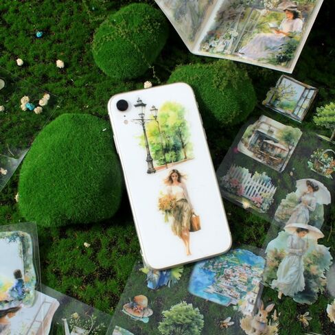 Spring Landscape Pre-Cut Journal Sticker Book for Junk Journaling, Transparent PET Stickers for Scrapbook Supplies, Scrapbooking, Collage, Planners, Bujo, 20 Sheets in Saudi Arabia