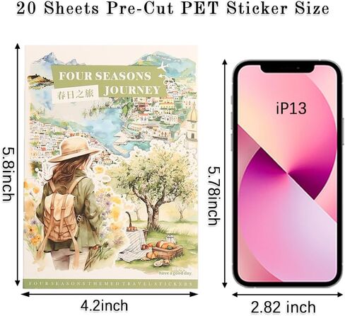 Spring Landscape Pre-Cut Journal Sticker Book for Junk Journaling, Transparent PET Stickers for Scrapbook Supplies, Scrapbooking, Collage, Planners, Bujo, 20 Sheets in Saudi Arabia
