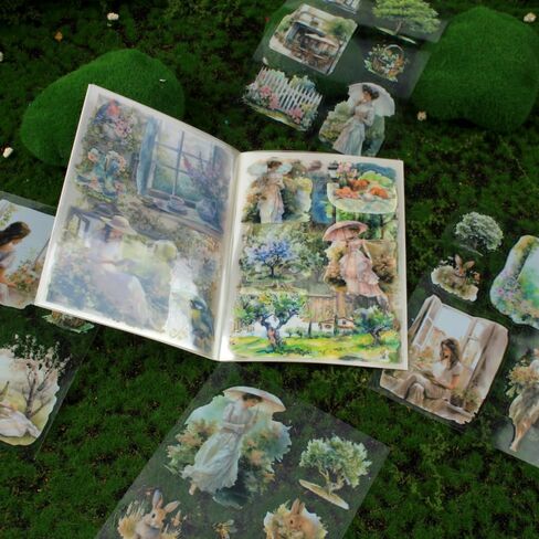 Spring Landscape Pre-Cut Journal Sticker Book for Junk Journaling, Transparent PET Stickers for Scrapbook Supplies, Scrapbooking, Collage, Planners, Bujo, 20 Sheets in Saudi Arabia