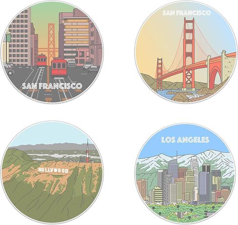 Travel Stickers for Scrapbooking – 5cm USA Stickers for Laptop, Water Bottle – Waterproof Vinyl 50 States Sticker San Francisco, Los Angeles, Hollywood – Ideal for Travel Journal, Journaling Supplies in Saudi Arabia