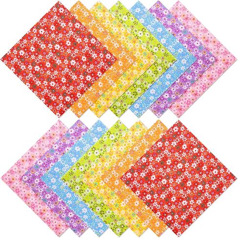 RP Remarkable Power, 14 Pack Cotton Fabric Square Quilting 20"x20" Flower Printed Patchwork Fabric Fat Quarter Floral Craft Fabric Bundles for DIY Sewing Crafts (7 Colors) in Saudi Arabia