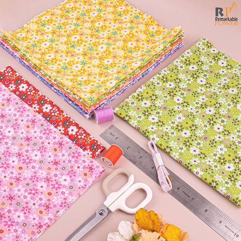 RP Remarkable Power, 14 Pack Cotton Fabric Square Quilting 20"x20" Flower Printed Patchwork Fabric Fat Quarter Floral Craft Fabric Bundles for DIY Sewing Crafts (7 Colors) in Saudi Arabia
