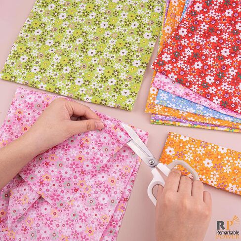 RP Remarkable Power, 14 Pack Cotton Fabric Square Quilting 20"x20" Flower Printed Patchwork Fabric Fat Quarter Floral Craft Fabric Bundles for DIY Sewing Crafts (7 Colors) in Saudi Arabia