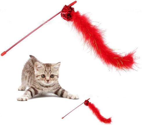 Purple Cat Teasing Stick Toy Interactive Stick, Sparkly Feather Boa with Crinkle Ball Tease Cat Rod Funny Cute Pet Supplies Cat Training Indoor Cats Cat Interactive Pet Products in Saudi Arabia
