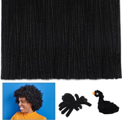 Zlulary Black Pipe Cleaners for Hair, Pipe Cleaners, 100 PCS Black Pipe Cleaners for Locs Chenille Stems Pipe Cleaners Craft Supplies for Wig Weaving DIY Halloween Decorations in Saudi Arabia