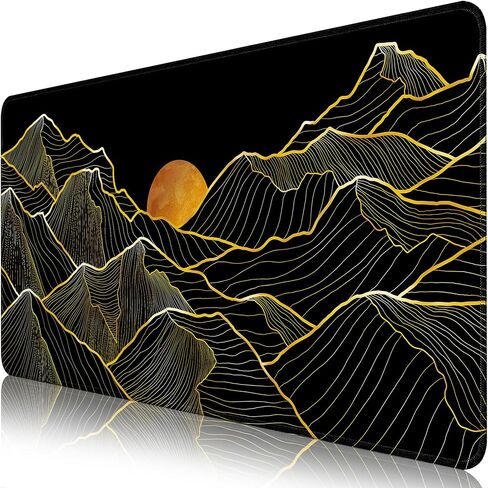 Topographic Large Gaming Mouse Pad for Desk,31.5x11.8in Gaming Mouse Pad,Gaming Mousepad,3mm Non-Slip Desk Mat,XXL Desk Pad,XL Mouse Pad Gaming with Seamed Edges,Waterproof Mousepad Gaming-Black Map in Saudi Arabia