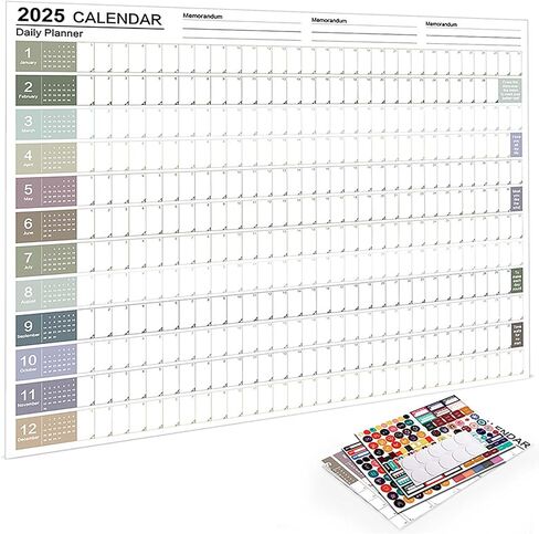 Reofrey 2025 Yearly Planner Schedule Calendar Full Year Calendar One Page, 29.2" X 20.7" Annual Year Round Large Wall Calendar, Thick Paper Poster Calendar with Stickers for Office Academic or Home in Kuwait